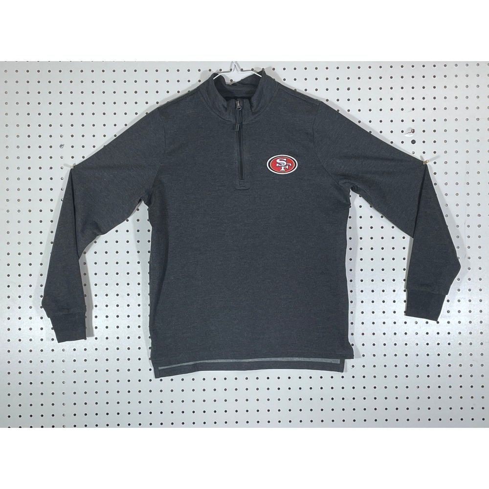 Antigua Womens San Francisco 49ers Quarter Zip Pullover Charcoal Grey Small
